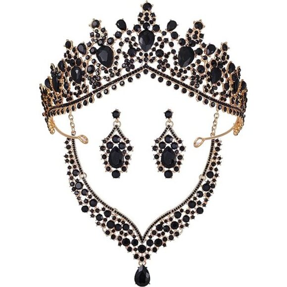 NEW Sparkling Bling Crystal Rhinestone Tiara Necklace Set: Ruby Red + FR… - Picture 16 of 16